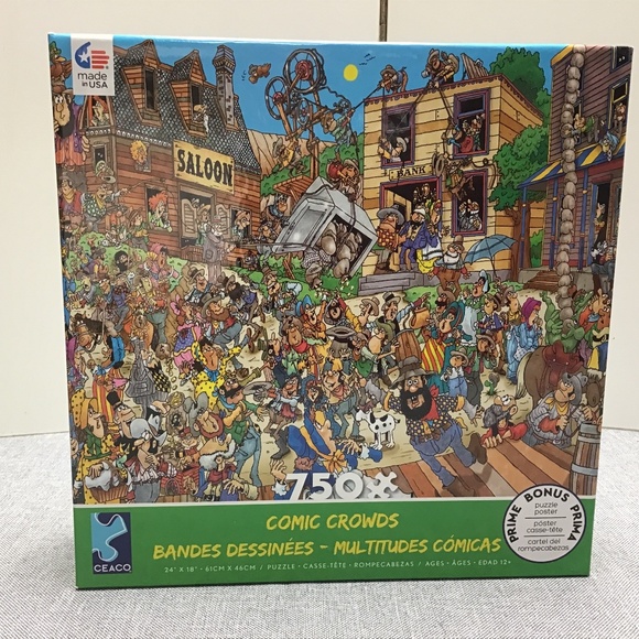 BRAND NEW ! CEACO puzzle 750 pces - COMIC CROWDS - Old West - Picture 1 of 4